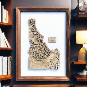 Mappa dell'Idaho, regalo artistico, mappa topografica unica in legno 3D
