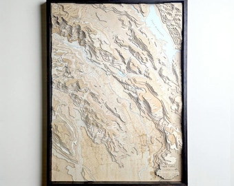 Napa Valley 3D Holzkonturkarte | Weingut Geschenk | Reise-Kalifornien-Geschenk