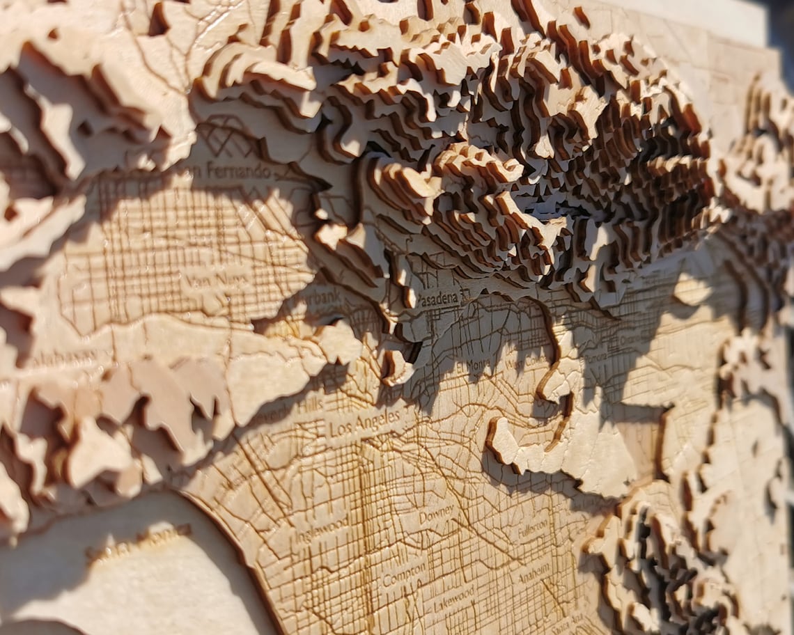 Custom Topographic 3D Wooden Map Handmade Etsy