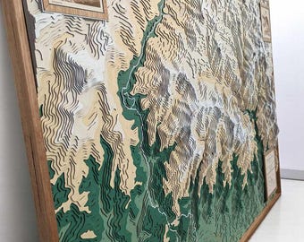 Annapurna Basecamp Karte Kunst aus Holz | 3D Topographischer Nepal-Wanderweg