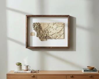 Montana State Map | Topographic 3D Elevation Map Gift | Visit Bozeman Billings