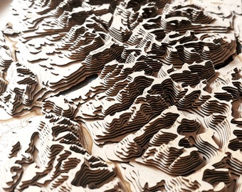 Glace-Nationalpark Landkarte aus Holz: Montana Topographische Kunst