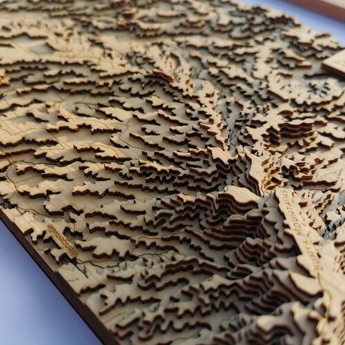 Wooden Topographic Map of Colorado 3d Map Wood Geographic Etsy
