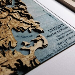 Sydney 3D Topographic Map Framed Wooden image 5