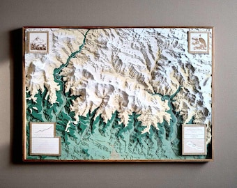 Annapurna Circuit Wooden Map Art | 3D Topographic Nepal Hiking Trail