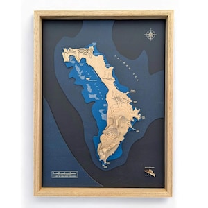 Lord Howe Raised Relief Map | Wooden 3D Carved Map Art Gift For Loved One Anniversary