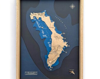 Lord Howe Raised Relief Map | Wooden 3D Carved Map Art Gift For Loved One Anniversary