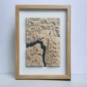 Mapa de Queenstown Arte Regalo Esquí Nieve Contorno topográfico Mapa de madera Regalo Nueva Zelanda Lago Wakatipu