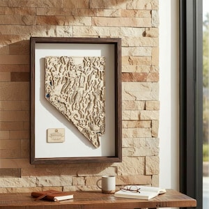 Mappa in legno del Nevada, regalo artistico, mappa topografica 3D dello stato, unica nel suo genere