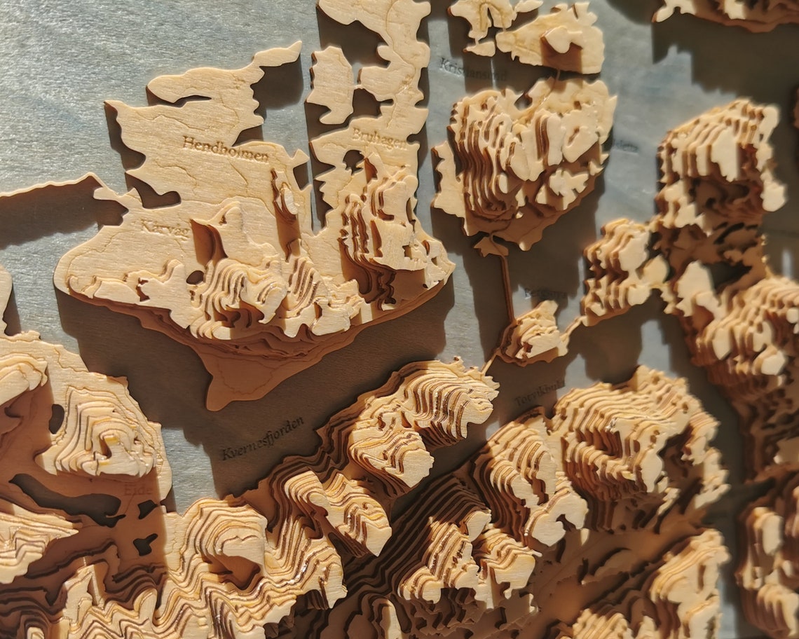 Custom Topographic 3D Wooden Map Handmade Etsy
