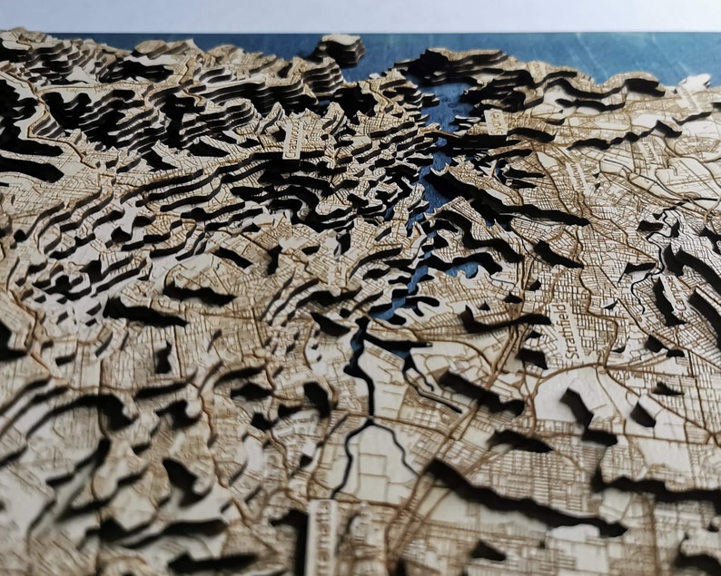 Sydney 3D Topographic Map Framed Wooden image 3