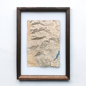 Carte de la chaîne de montagnes Wasatch, Utah | Cadeau de ski et d'alpinisme | Carte 3D avec contours topographiques | Cadeau personnalisé unique
