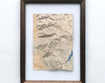 Wasatch Range Map Utah | Skiing and Mountain Climbing Gift | Topographic Contour 3D Map Art | Unique Personalized Gift