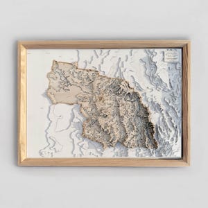 Carte topographique 3D en bois personnalisée N'importe quel endroit dans le monde Cadeau unique