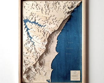 Thirroul NSW Hölzerne Topographische Karte | Gerahmte Illawarra Küstenkunst | Einzigartige Landkarte Geschenk