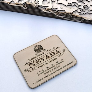 Nevada Wooden Map Art Gift Unique Topographic Contour 3D State Map