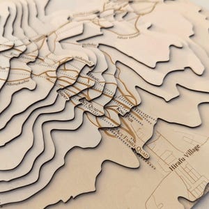 Loipenkarte Niseko Hokkaido | Hölzernes Handgefertigtes Map Art Geschenk