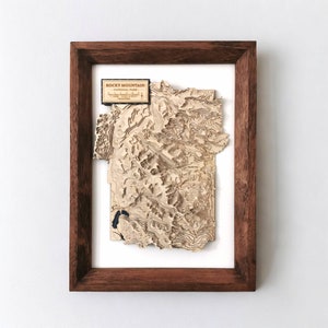 Mappa topografica delle Montagne Rocciose Parco nazionale incorniciato in legno