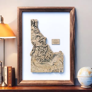Idaho houten kaart kunst cadeau unieke topografische contour 3D-staatskaart