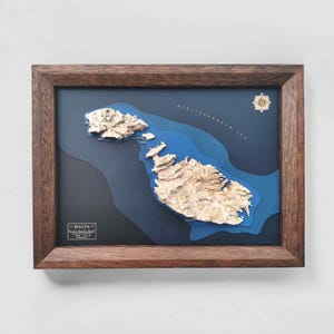 Malta Geschenk Holzkarte Einzigartige Topographisch