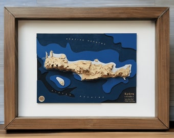 Crete Greece Gift Map Wooden Topographic Cultural Memorabilia