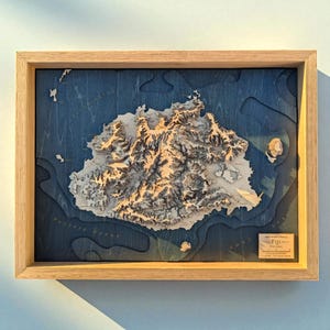 Fiji 3D Wooden Map Art | Topographic Framed 5 Year Anniversary Gift | Fiji Travel Gift