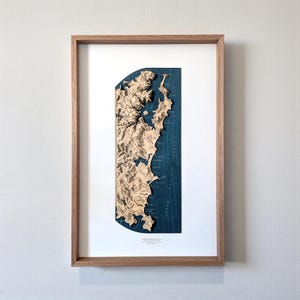 3D Wooden Surf Map | Northern Beaches Sydney Topographic Art | From Manly To Avalon