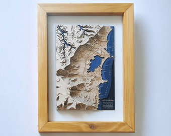 Custom Topographic 3D Wooden Map Any Location Worldwide Unique Gift