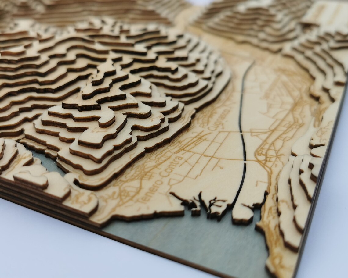 Custom Topographic 3D Wooden Map Handmade Etsy