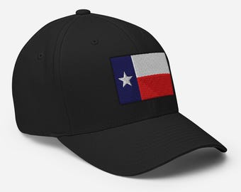Texas Flag Flexfit Hat: Embroidered Fitted Cap