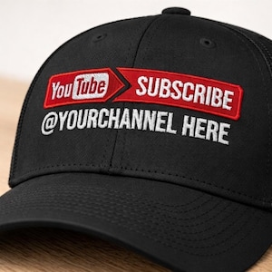 Aangepaste YouTube-kanaalhoed, gepersonaliseerde geborduurde Youtuber-truckerpet