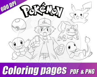 Download Pikachu Coloring Etsy
