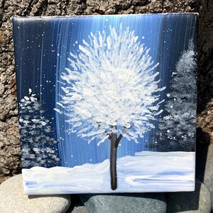 Blanket of Snow hand painted ceramic tile/ Ornament/ Wall Art/ Home Decor
