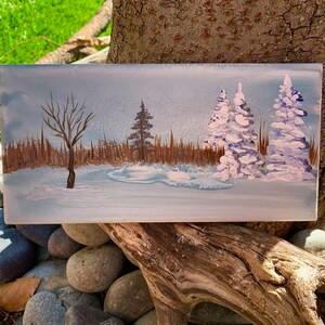 Midwest Winter hand painted ceramic tile/ Wall Art/ Home Decor