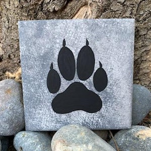 Wolf Print hand painted ceramic tile/ Ornament/ Wall Art/ Home Decor