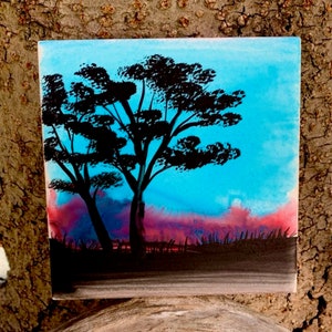 African Veldt hand painted ceramic tile/ Ornament/ Wall Art/ Home Decor