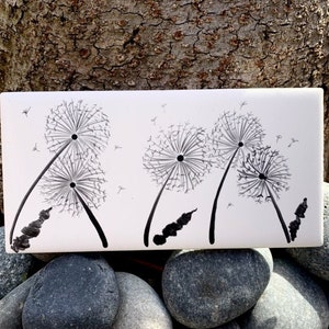 Dandelions in Wind hand painted ceramic tile/ Wall Art/ Home Decor