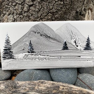 Winter Walking Path hand painted ceramic tile/ Wall Art/ Home Decor