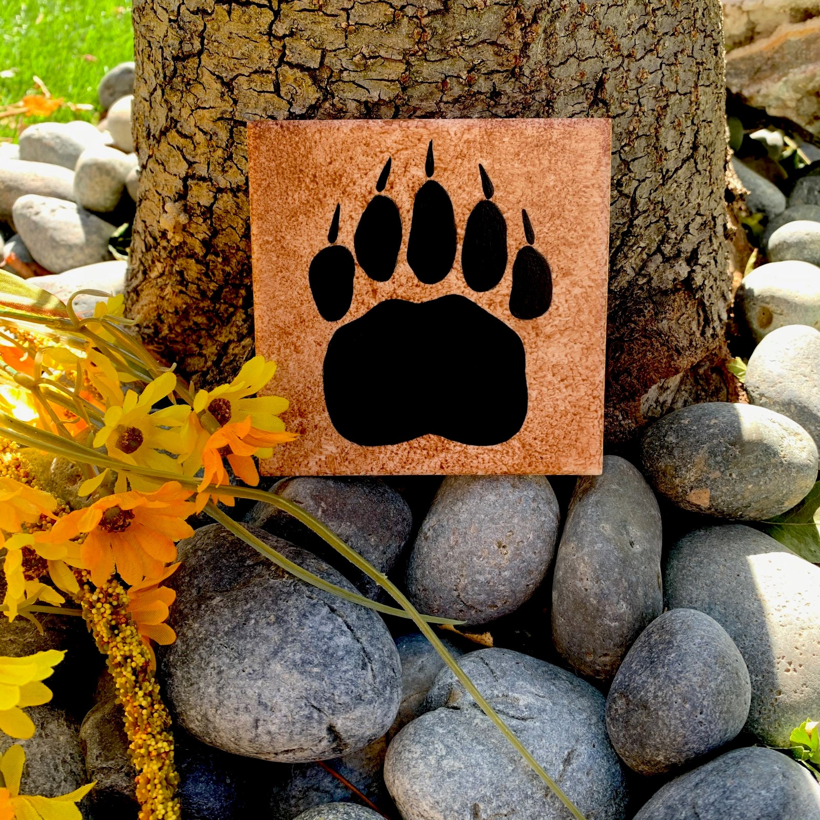 Bear Paw Hand Painted Ceramic Tile/ Ornament/ Wall Art/ Home Etsy