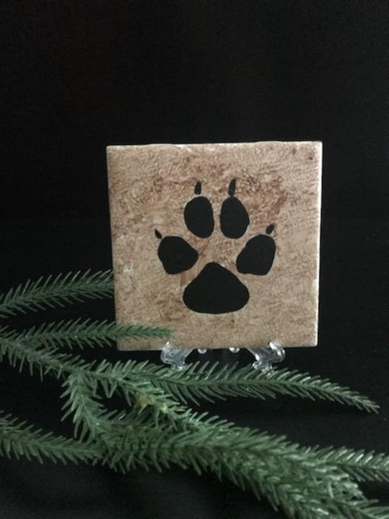 Coyote Paw hand painted ceramic tile Ornament Wall Art Home Decor