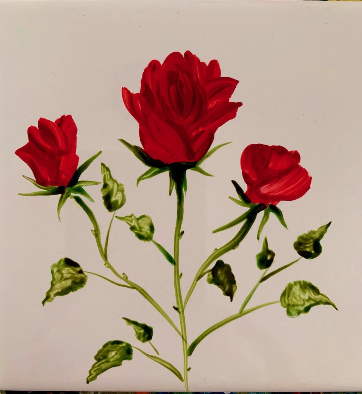 Red Roses Hand Painted Ceramic Tile/ Ornament/ Wall Art/ Home Decor - Etsy
