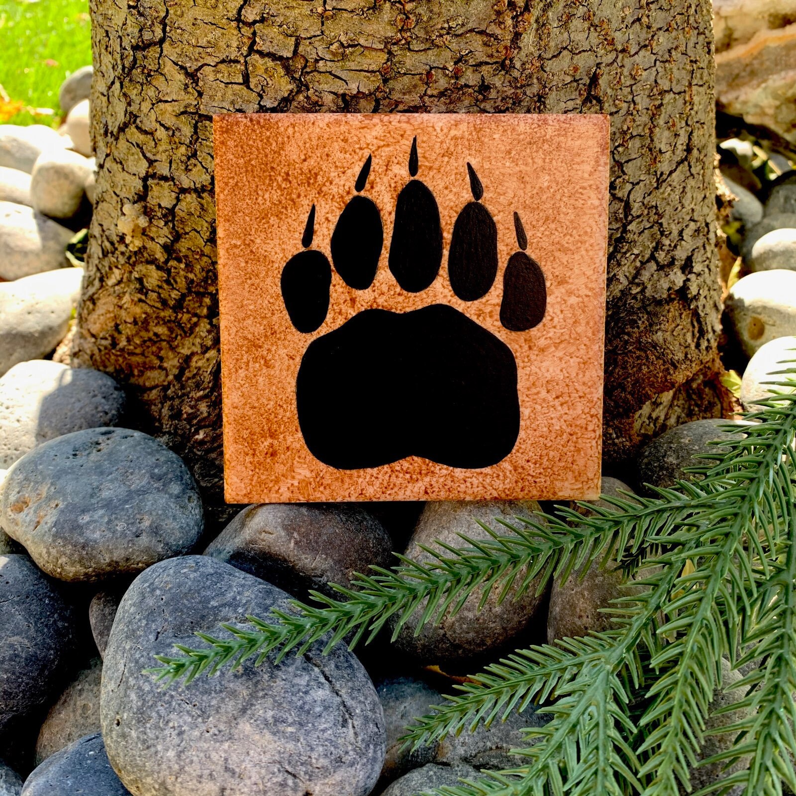 Bear Paw Hand Painted Ceramic Tile/ Ornament/ Wall Art/ Home Etsy