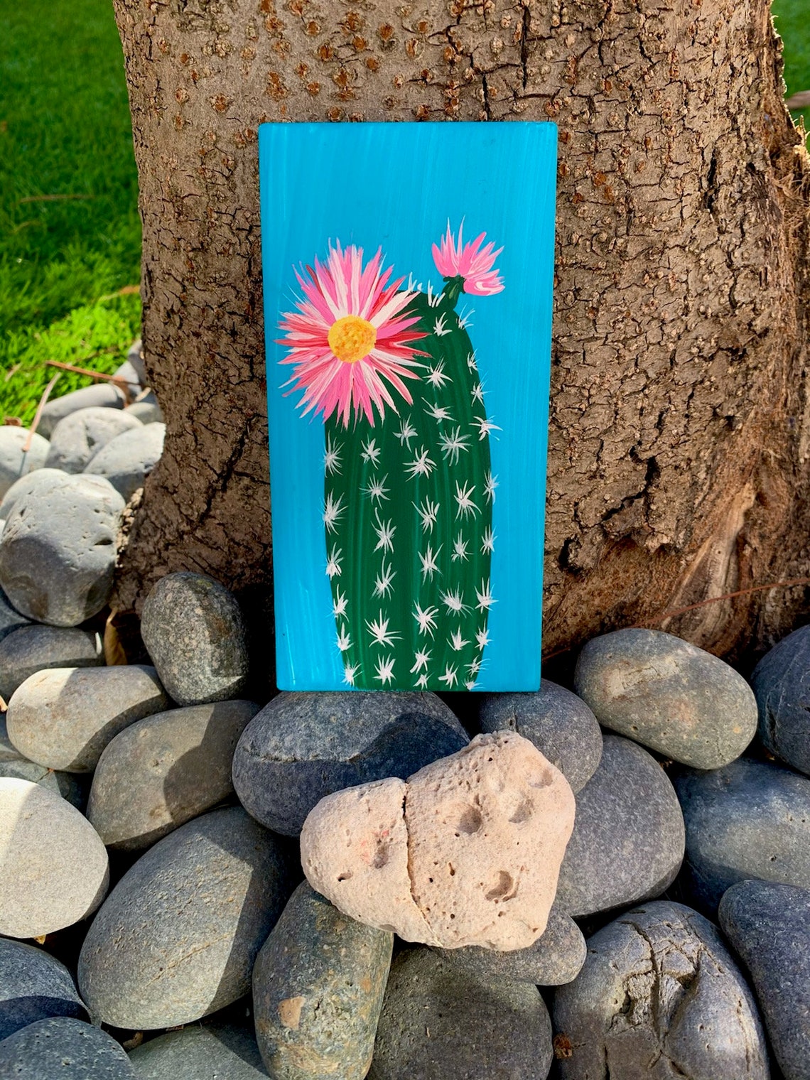 Blooming Cactus Hand Painted Ceramic Tile/ Wall Art/ Home Etsy
