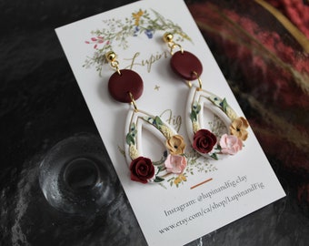 Floral Earrings || Handmade Polymer Clay Jewellery || Hypoallergenic, Nickel Free || Bridal Earrings || Spring/Summer Earrings