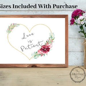 Love Is Patient, Christian, Minimalist, Instant Download, 3 Sizes Included