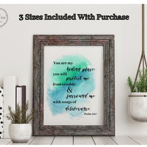 You are My Hiding Place Psalm 32:7, Christian Printable, Instant Download, 3 Sizes Included