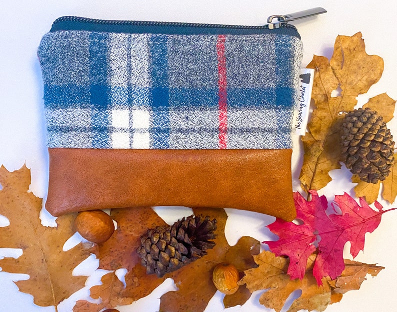Small Fleece /& Faux Leather Zipper Bag
