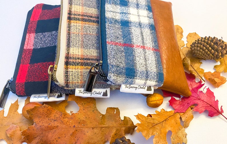 Small Fleece /& Faux Leather Zipper Bag