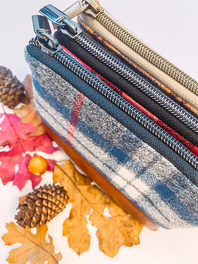 Small Fleece /& Faux Leather Zipper Bag