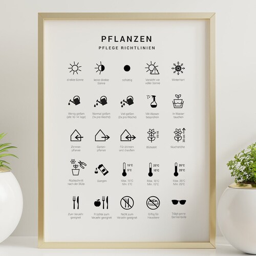 Plant Symbols Plant Care Care Symbols Plants Poster Etsy New Zealand